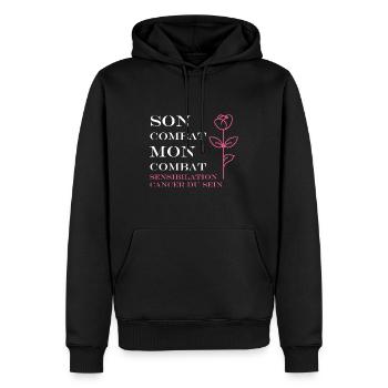 Sensibilisation cancer du sein - Sweat à capuche Premium bio Homme - noir - Devant - Nico (187cm)