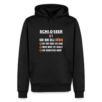Cadeau de serrurier - je suis le roi - Sweat à capuche Premium bio Homme - noir - Devant - Nico (187cm)