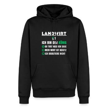 Farmer Gift - I'm the King - Men’s Premium Organic Hoodie - black - Front - Nico (187cm)