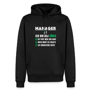 Manager Geschenk - Ich bin der König - Männer Premium Bio Hoodie - Schwarz - Vorne - Nico (187cm)