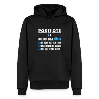 Cadeau de facteur - je suis le roi - Sweat à capuche Premium bio Homme - noir - Devant - Nico (187cm)
