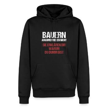 Les agriculteurs ne discutent pas - Sweat à capuche Premium bio Homme - noir - Devant - Nico (187cm)