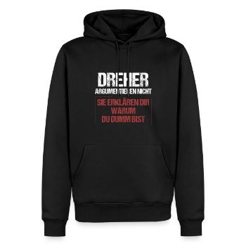Dreher argumentieren nicht - Männer Premium Bio Hoodie - Schwarz - Vorne - Nico (187cm)