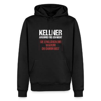Les serveurs ne discutent pas - Sweat à capuche Premium bio Homme - noir - Devant - Nico (187cm)