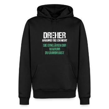 Dreher argumentieren nicht - Männer Premium Bio Hoodie - Schwarz - Vorne - Nico (187cm)