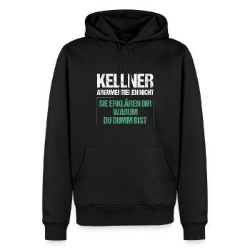Waiters don't argue - Men’s Premium Organic Hoodie - black - Front - Nico (187cm)
