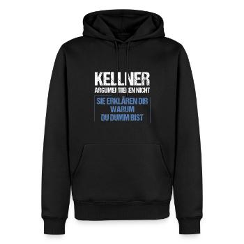 Les serveurs ne discutent pas - Sweat à capuche Premium bio Homme - noir - Devant - Nico (187cm)