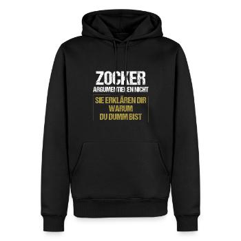 Les joueurs ne se disputent pas - Sweat à capuche Premium bio Homme - noir - Devant - Nico (187cm)