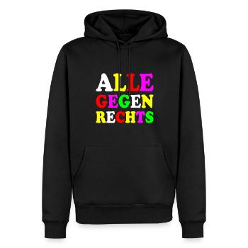 Alle gegen rechts - Männer Premium Bio Hoodie - Schwarz - Vorne - Nico (187cm)