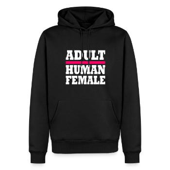 adult human female - Männer Premium Bio Hoodie - Schwarz - Vorne - Nico (187cm)