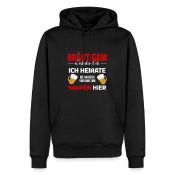 Team Bräutigam - es eskaliert saufen er heiratet - Männer Premium Bio Hoodie - Schwarz - Vorne - Nico (187cm)