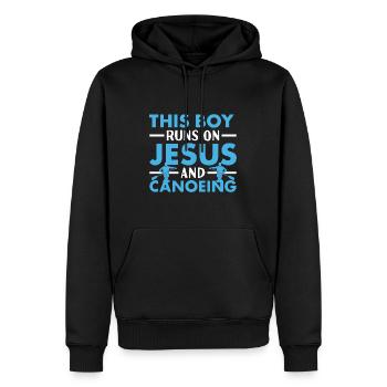 Canoéiste Ce garçon court sur Jésus et le canoë - Sweat à capuche Premium bio Homme - noir - Devant - Nico (187cm)