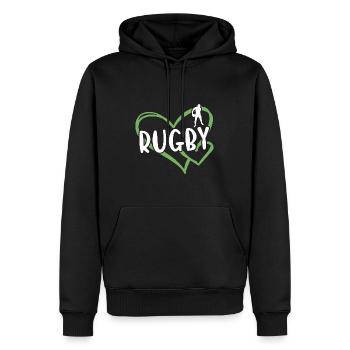 Sport Heart Rugby - Männer Premium Bio Hoodie - Schwarz - Vorne - Nico (187cm)