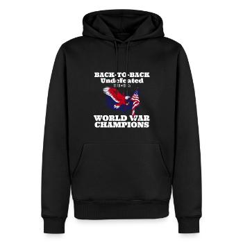 Undefeated two-time World War II champion 4. - Men’s Premium Organic Hoodie - black - Front - Nico (187cm)
