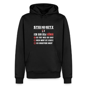 Steinmetz Geschenk - Ich bin der König - Männer Premium Bio Hoodie - Schwarz - Vorne - Nico (187cm)