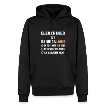 Electrician Gift - I'm the King - Men’s Premium Organic Hoodie - black - Front - Nico (187cm)