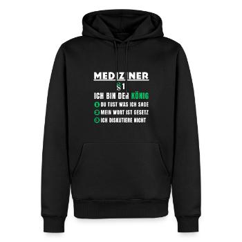 Cadeau médical - Je suis le roi - Sweat à capuche Premium bio Homme - noir - Devant - Nico (187cm)