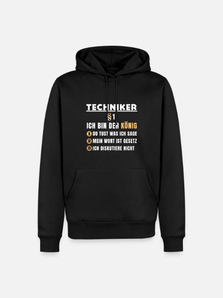 Techniker Geschenk - Ich bin der König - Männer Premium Bio Hoodie - Schwarz