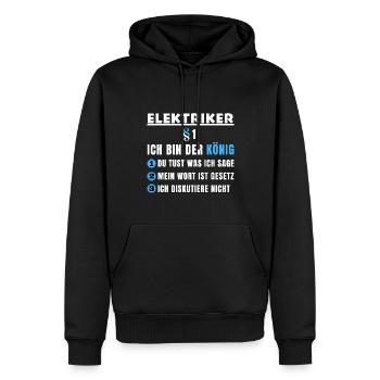 Electrician Gift - I'm the King - Men’s Premium Organic Hoodie - black - Front - Nico (187cm)
