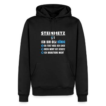 Stonemason Gift - I Am The King - Men’s Premium Organic Hoodie - black - Front - Nico (187cm)