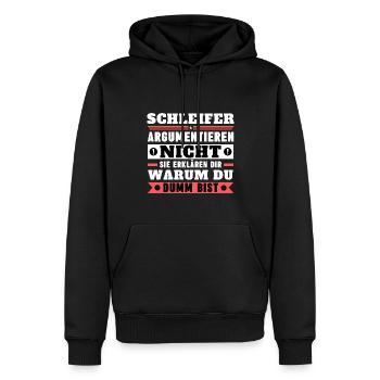 Grinders don't argue - Men’s Premium Organic Hoodie - black - Front - Nico (187cm)