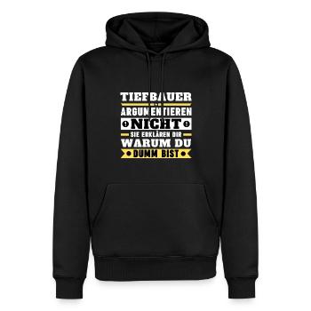 Tiefbauer argumentieren nicht - Männer Premium Bio Hoodie - Schwarz - Vorne - Nico (187cm)