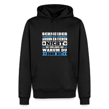 Les tailleurs ne se disputent pas - Sweat à capuche Premium bio Homme - noir - Devant - Nico (187cm)