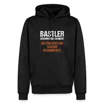 Bastler argumentieren nicht - Männer Premium Bio Hoodie - Schwarz - Vorne - Nico (187cm)