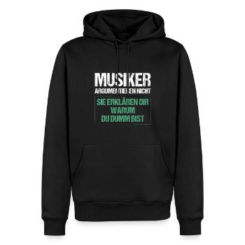 Les musiciens ne se disputent pas - Sweat à capuche Premium bio Homme - noir - Devant - Nico (187cm)