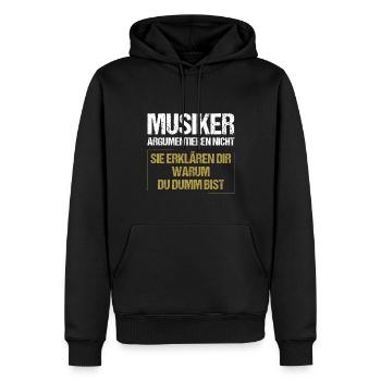 Les musiciens ne se disputent pas - Sweat à capuche Premium bio Homme - noir - Devant - Nico (187cm)