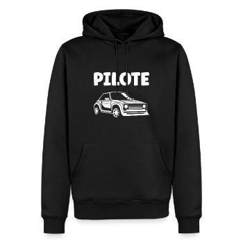 Humour pilote de rallye - Sweat à capuche Premium bio Homme - noir - Devant - Nico (187cm)