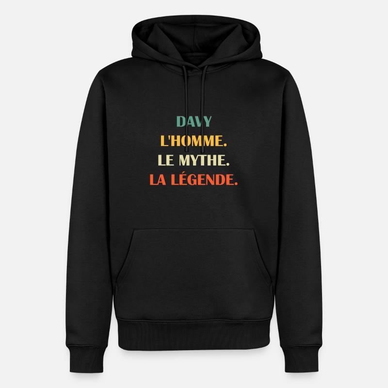 davy - Sweat à capuche Premium bio Homme - noir