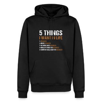 5 choses que je veux dans la vie Beagle - Sweat à capuche Premium bio Homme - noir - Devant - Nico (187cm)