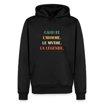 cariste - Sweat à capuche Premium bio Homme - noir - Devant - Nico (187cm)