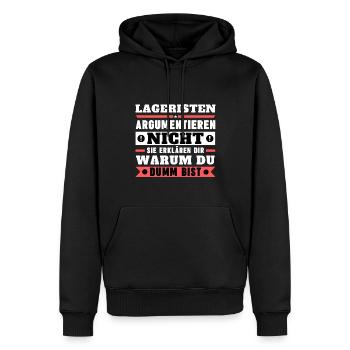 Warehouse clerks don't argue - Men’s Premium Organic Hoodie - black - Front - Nico (187cm)