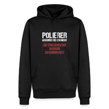 Les polisseurs ne discutent pas - Sweat à capuche Premium bio Homme - noir - Devant - Nico (187cm)