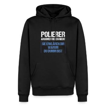 Les polisseurs ne discutent pas - Sweat à capuche Premium bio Homme - noir - Devant - Nico (187cm)
