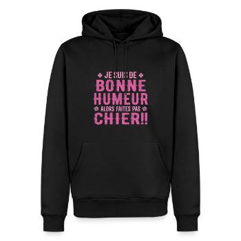 Ich bin gut gelaunt, also verpiss dich nicht! - Männer Premium Bio Hoodie - Schwarz - Vorne - Nico (187cm)