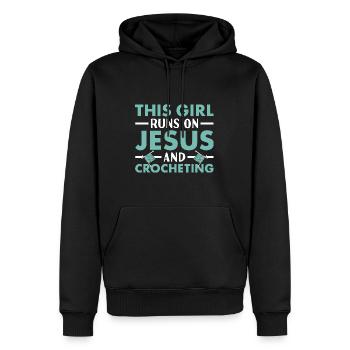Crocheteur Cette Fille Court Sur Jésus Et Le Crochet - Sweat à capuche Premium bio Homme - noir - Devant - Nico (187cm)