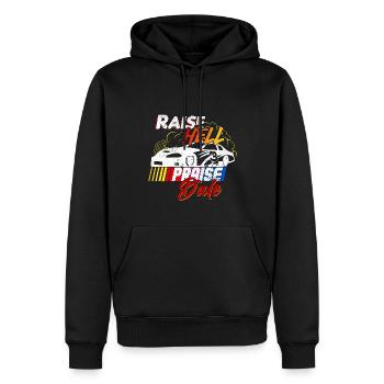 Raise Hell Praise Dale lustiger Rennfahrer Spruch - Männer Premium Bio Hoodie - Schwarz - Vorne - Nico (187cm)