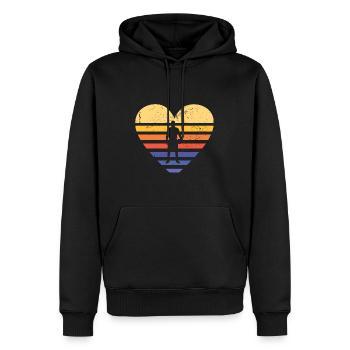 Sport Retro Sunset Heart Jorkyball - Männer Premium Bio Hoodie - Schwarz - Vorne - Nico (187cm)