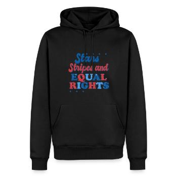 Rayures étoilées et égalité - Sweat à capuche Premium bio Homme - noir - Devant - Nico (187cm)