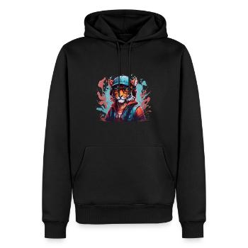 tigre animal art je cool mignon tigre - Sweat à capuche Premium bio Homme - noir - Devant - Nico (187cm)