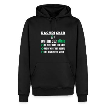 Roofer Gift - I'm the King - Men’s Premium Organic Hoodie - black - Front - Nico (187cm)