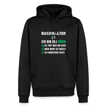 Cadeau de comptable - je suis le roi - Sweat à capuche Premium bio Homme - noir - Devant - Nico (187cm)