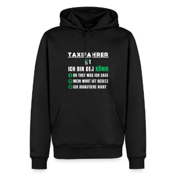 Taxifahrer Geschenk - Ich bin der König - Männer Premium Bio Hoodie - Schwarz - Vorne - Nico (187cm)