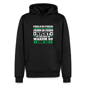Les philosophes ne discutent pas - Sweat à capuche Premium bio Homme - noir - Devant - Nico (187cm)