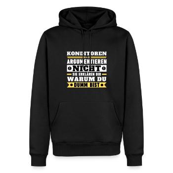Confectioners don't argue - Men’s Premium Organic Hoodie - black - Front - Nico (187cm)