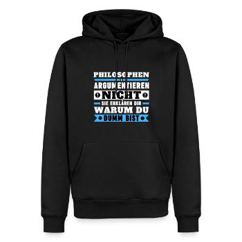 Les philosophes ne discutent pas - Sweat à capuche Premium bio Homme - noir - Devant - Nico (187cm)