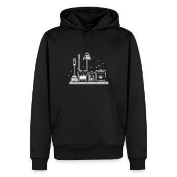 Humour faire le ménage - Sweat à capuche Premium bio Homme - noir - Devant - Nico (187cm)